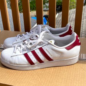 Adidas Superstar White, & Burgandy Men's Size 12